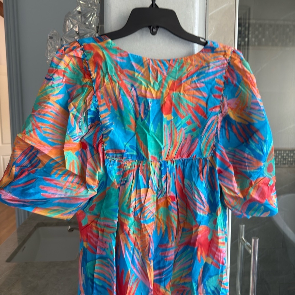 Farm Rio Painted Birds Cotton Midi-Dress - Picture 13 of 15